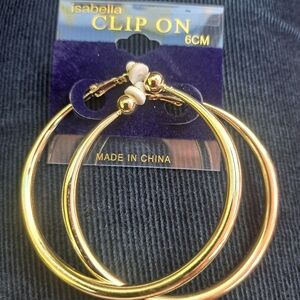 Isabella Gold Clip-On Hoop Earrings - Gold